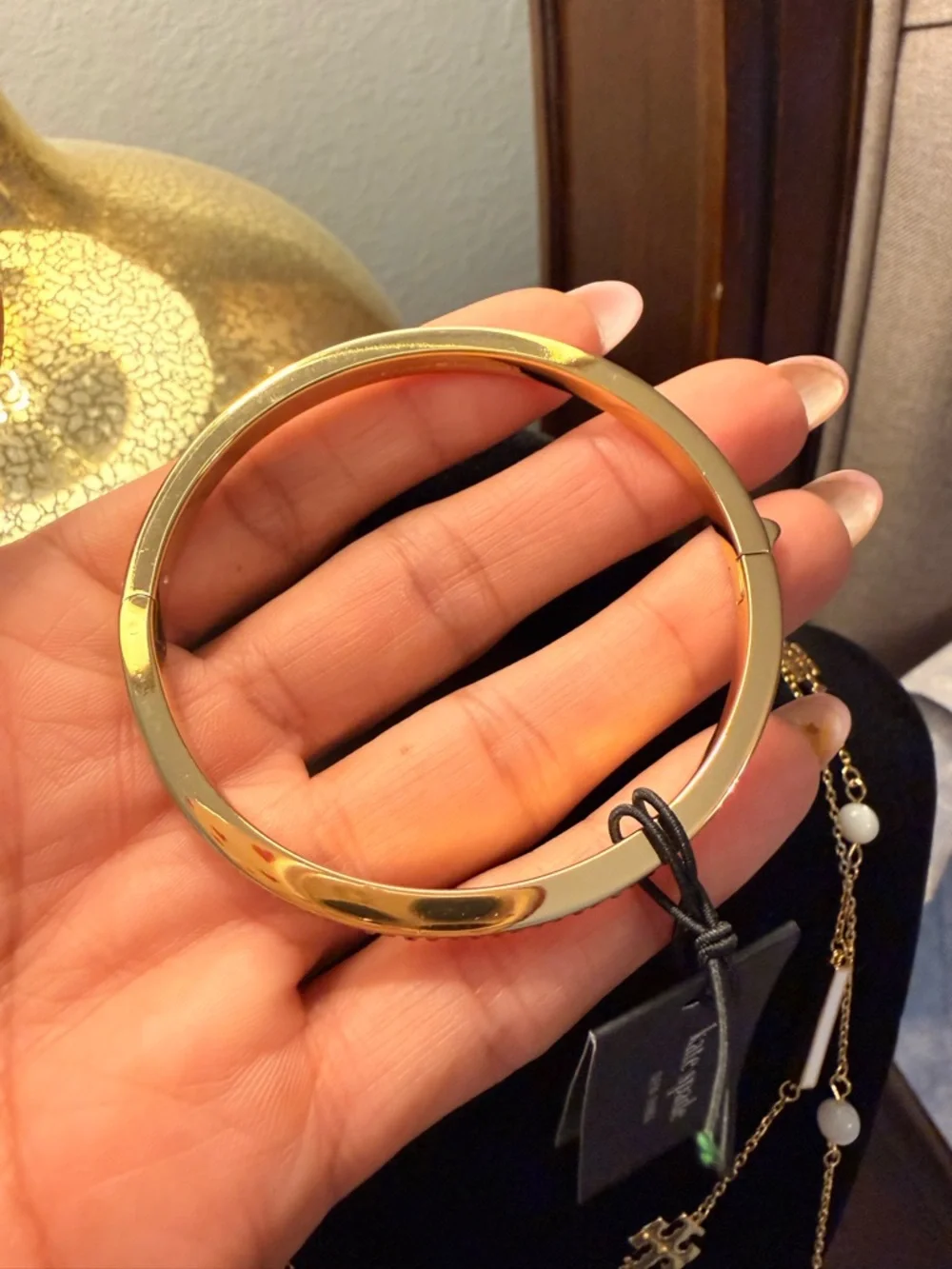 kate spade Gold Bangle with Pink Crystal Row - Picture 3 of 8